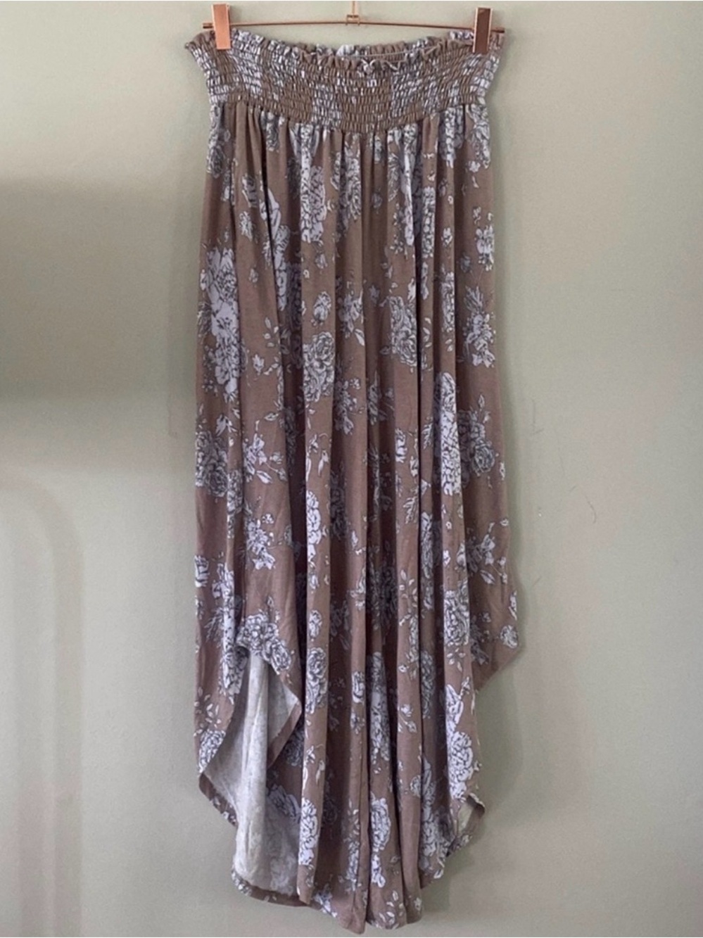 Bucketlist Smocked Waist Floral Maxi Skirt - Taupe Floral